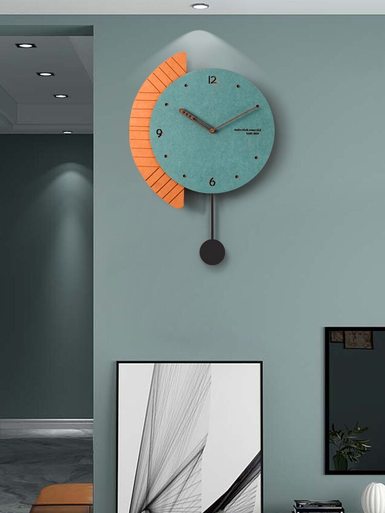 Luxury Pendulum Wall Clock Living Room Large Silent Wooden Wall Clock Modern Design Reloj Pared Grande Home Decor LL50WC 2