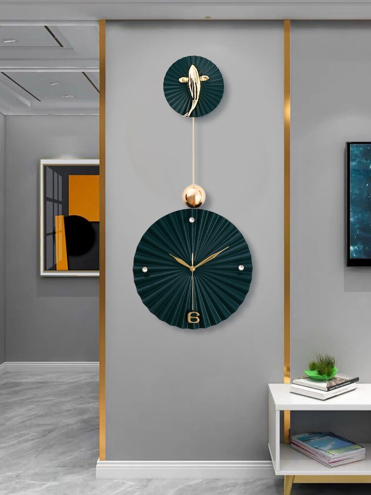 Luxury Nordic Wall Clock Fishes Living Room Large Silent Wooden Wall Clock Modern Design Reloj Pared Grande Home Decor LL50WC 3