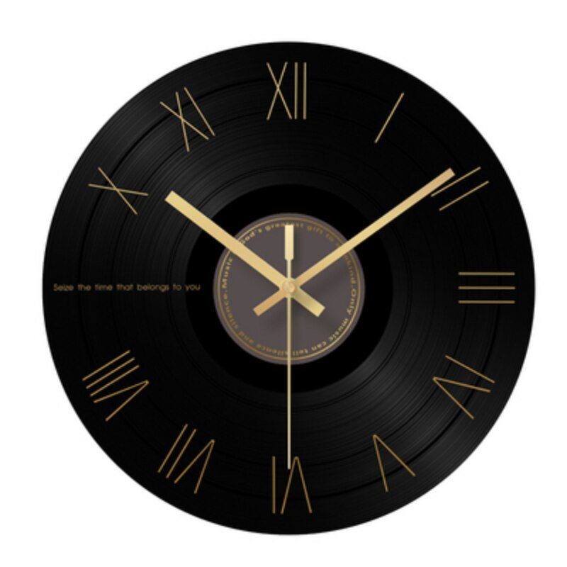 Wall Clock Modern Design Black Gold Wall Clocks Silent Vinyl Records Luminous Classic Stylish Home Decor Reloj De Pared XFYH 6