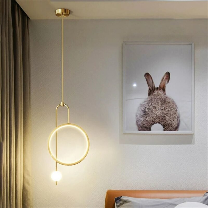 2021 New Pendant Lights Led Ring Hanging Lamp For Bedroom Dining Room Nordic Home Decor Luminaire Loft Fixtures Bedside Lamp 4
