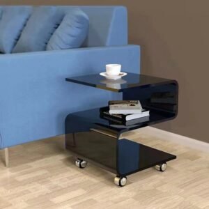 Wuli Ins Rolling S-shaped Transparent Acrylic Furniture Coffee Table Plexiglass Side Table Movable Corner Table 1