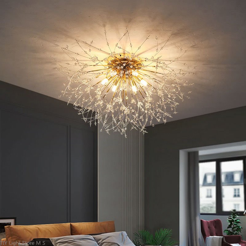 Modern Dandelion Crystal Ceiling Chandelier Light Decor Led Ceiling Lamp For Living Room Dining Room Home Pendant lamp Luminaire 5
