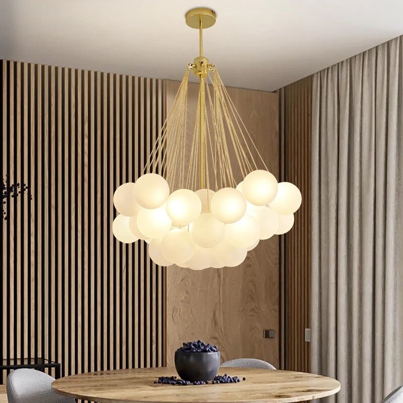 Nordic Frosted Glass Ball Pendant Lights Children's Room Modern Hanging Lamps Dining Living Room Gold Black Lighting Fixtures 4