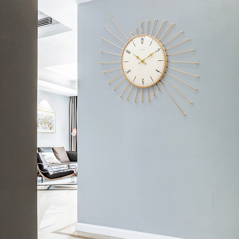 Gold Minimalist Wall Clock Living Room Large Silent Metal Wall Clock Modern Design Reloj Pared Grande Home Decor LL50WC 3