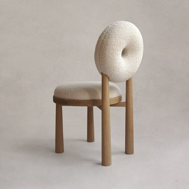 Wuli Nordic Designer Chair Backrest Chair Desk Chair Dressing Chair Household Lamb Velvet Chair Full Solid Wood Dining Chair 5