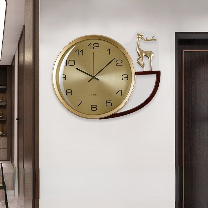 Luxury Deer Nordic Wall Clock Living Room Large Silent Metal Wall Clock Modern Design Reloj Pared Grande Home Decor LL50WC 5