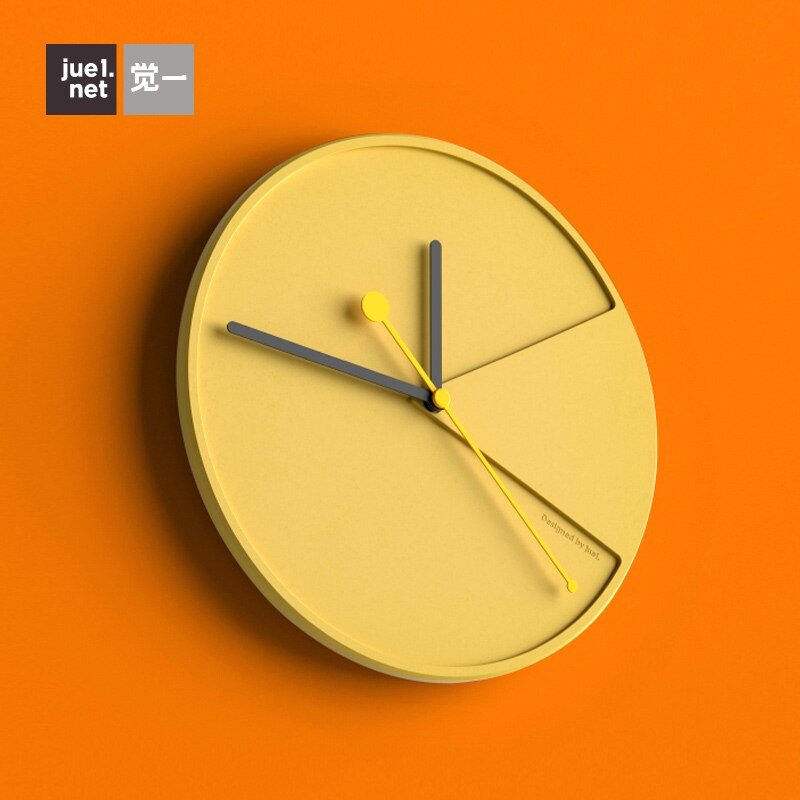 Aesthetic Cement Yellow Large Wall Clock Modern Minimalist 3d Mute Wall Watches Reloj Mesa Industrial Style Home Decor XF10YH 6