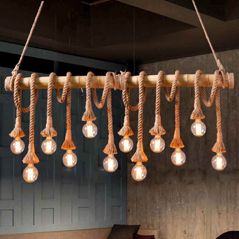 Vintage Pendant Lights Industrial Hemp Rope Hanglamp For Living Room Bedroom Dining Room Restaurant Bar Decor Hanging Luminaire 3