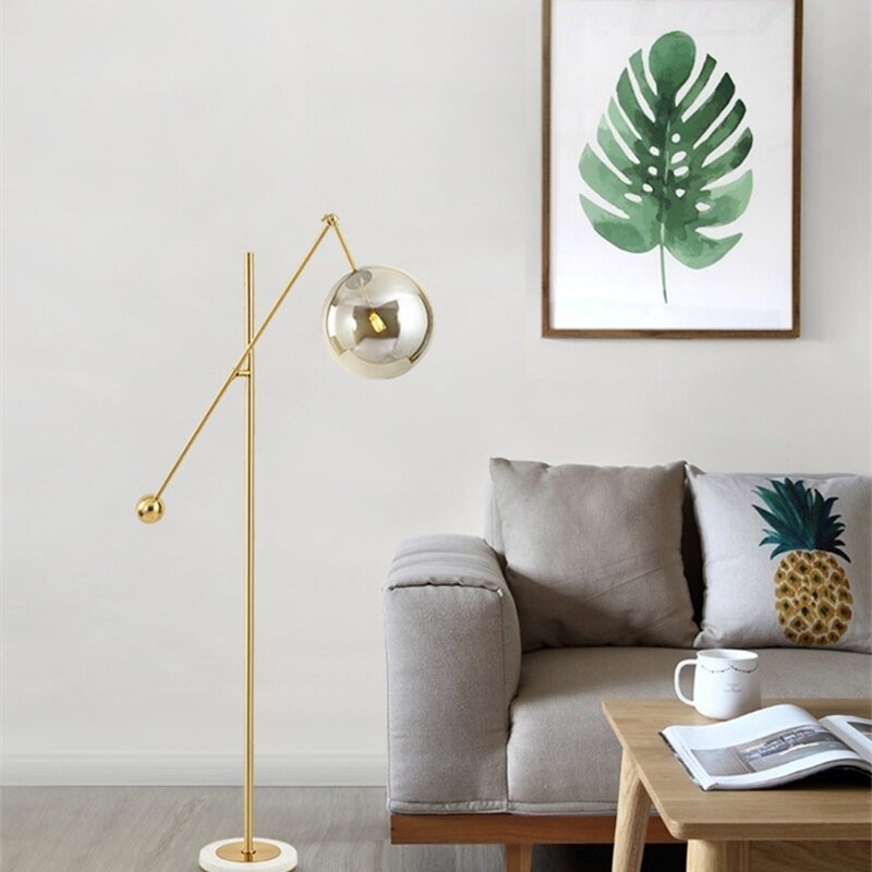 Modern Led Floor Lamp Gold Glass Ball Floor Lamps For Living Room Bedroom Study Decor Light Nordic Home G9 Marble Standing Lamp 3