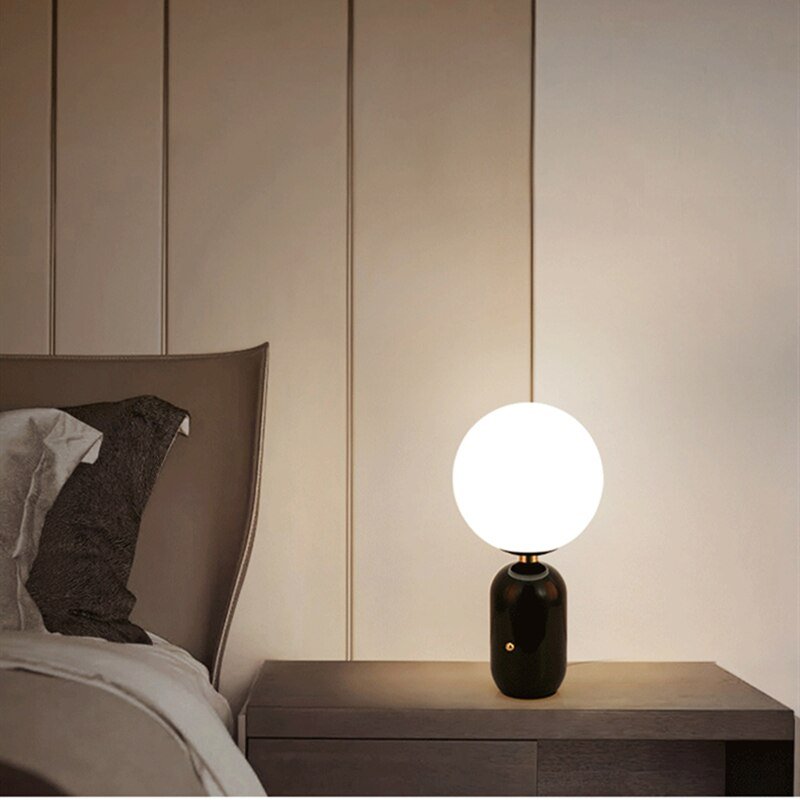 Nordic Modern Table Lamp Glass Ball Table Lamps For Living Room Bedroom Study Desk Decor Light Creative Night Led Bedside Lamp 5