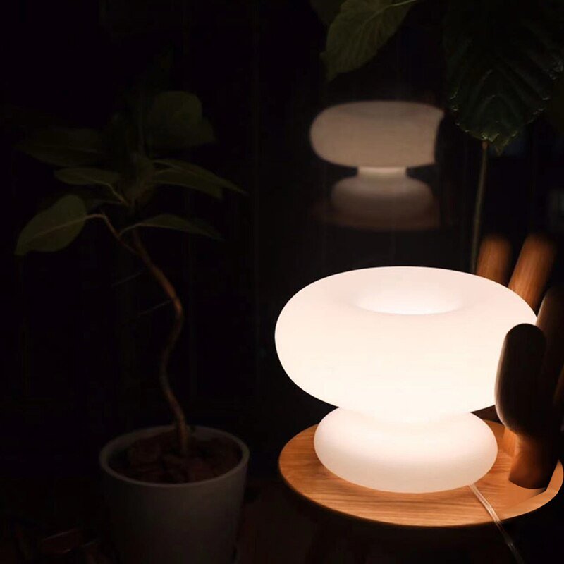 Modern Milky White Circle Art Table Lamp Dimmable Bedroom Bedside Lamps Living Room Study LED desk Lights Home Decor Fixtures 3