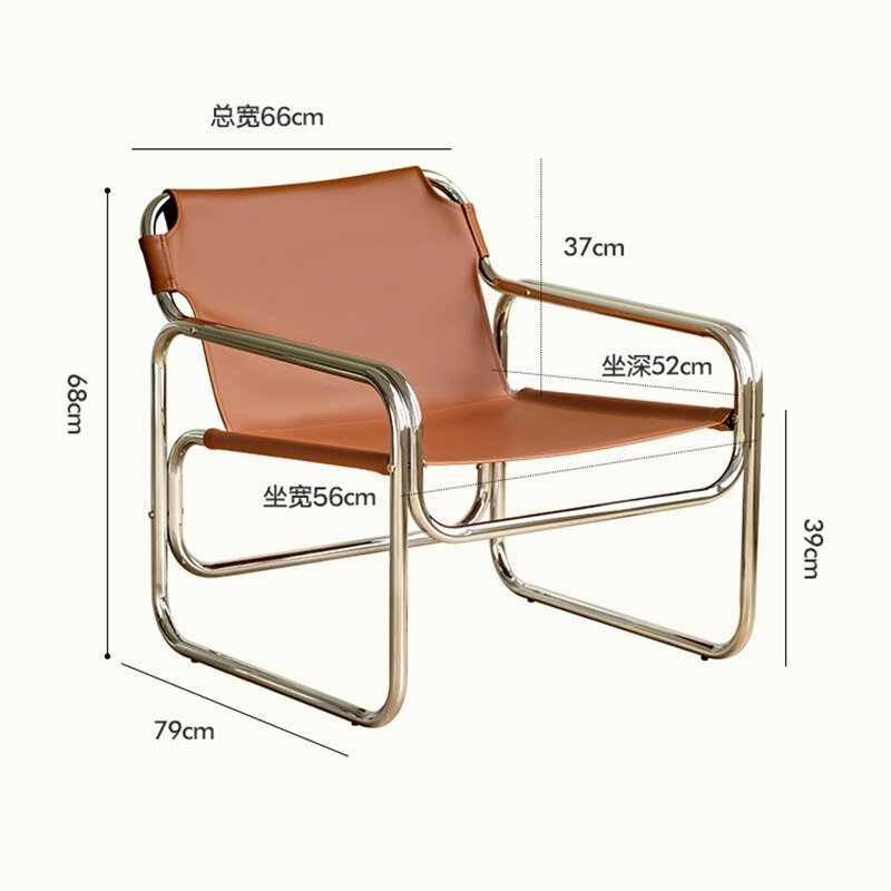 Wuli Nordic Leisure Lounge Chair Designer Celebrity Ins Back Chair Living Room Medieval Sofa Chair Stainless Steel 5