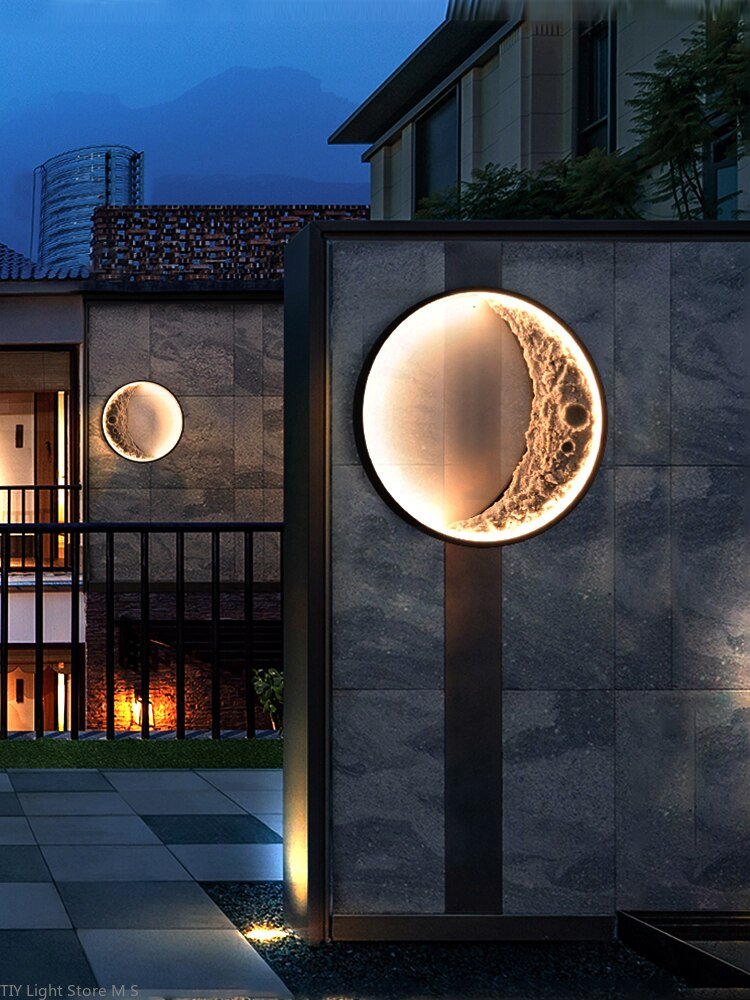 modern LED Outdoor wall lamp waterproof villa garden landscape exterior wall moon lamp courtyard balcony crescent wall lights 2