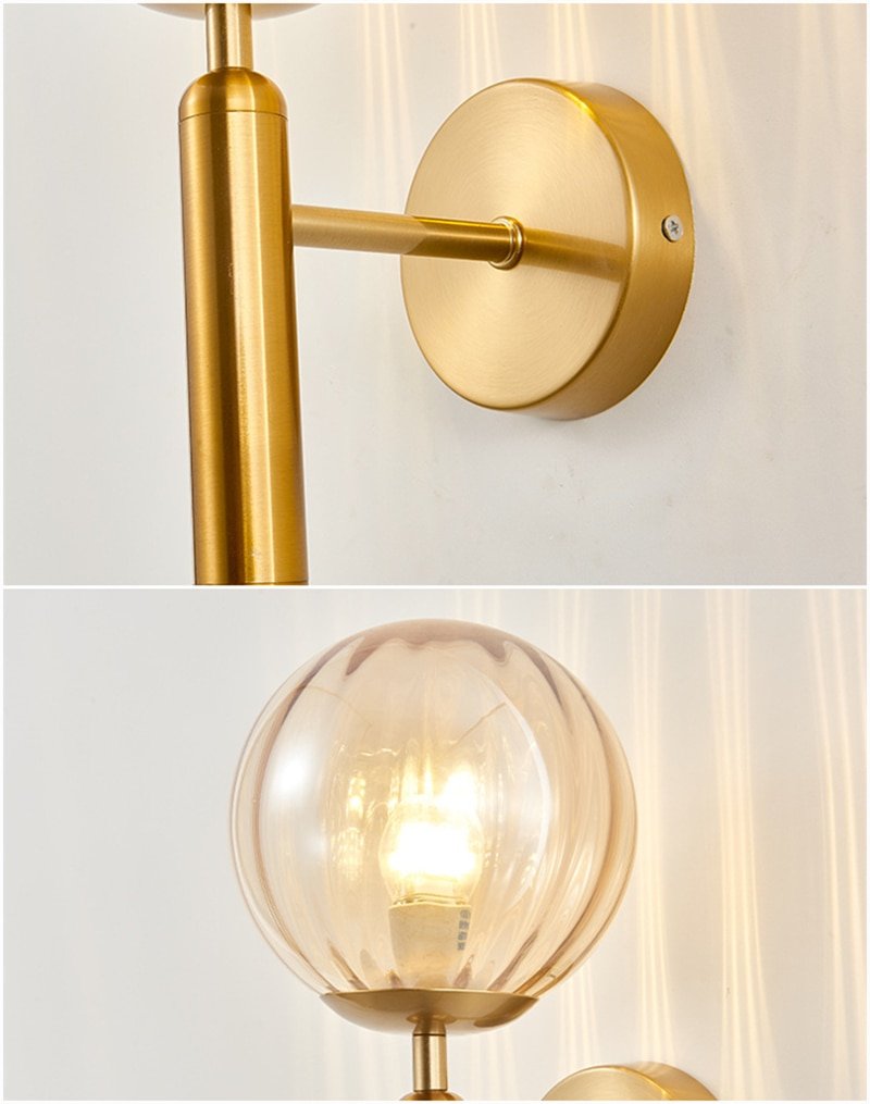 Modern Glass Ball Wall Lamp For Living Room Bedroom Stairs Led Light Nordic Bedside Wall Light Bathroom Fixtures Mirror Light 6