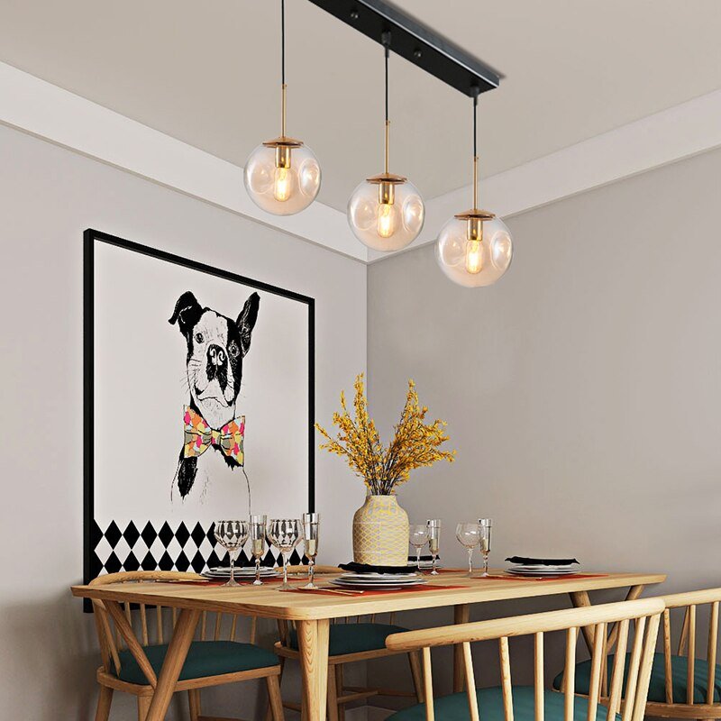 Nordic Modern Pendant Lights Creative Glass Ball Hanging Lamp For Dining Room Bedroom Bar Decor Loft Luminaire Light Fixtures 5