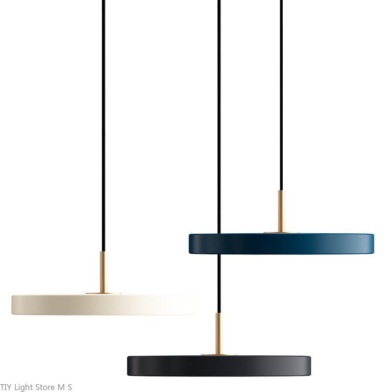Modern Minimalist Led Pendant Lights Nordic  Black White Blue for Bar High Ceiling Kitchen Luxury Single Head Round Haging Lamps 6