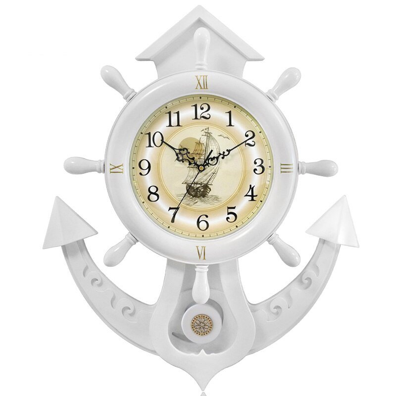 Luxury Nordic Boat Shape Wall Clock Living Room Large Silent Wooden Wall Clock Modern Design Reloj Pared Home Decor LL50WC 5
