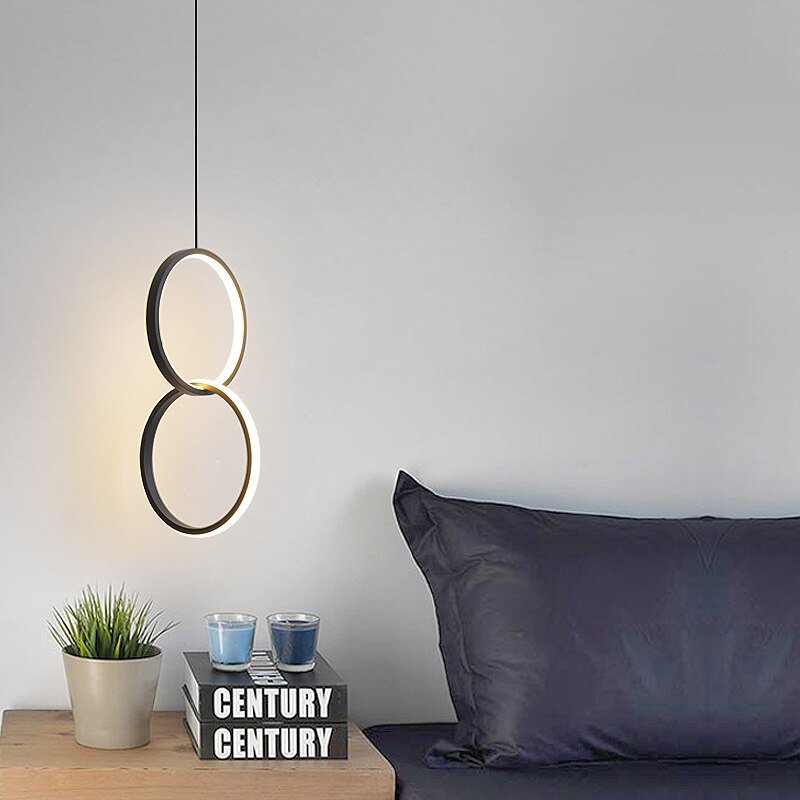 Modern Led Pendant Lights Minimalist Iron Ring Hanglamp For Dining Room Bedroom Loft Decor Nordic Bedside Luminaire Suspension 4