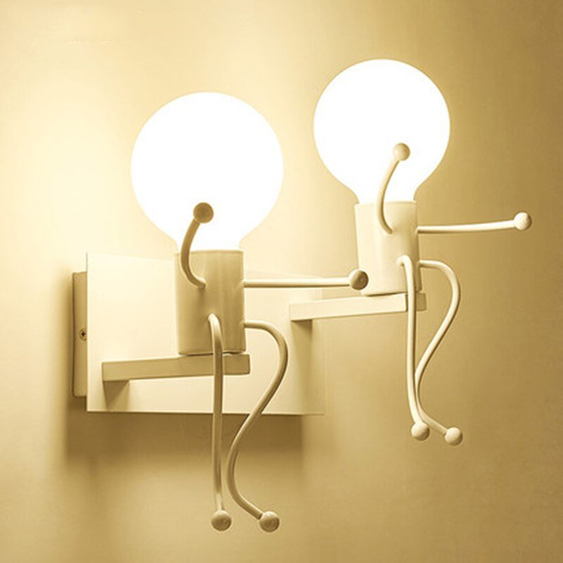 Modern Wall Lamp Iron Cartoon Humanoid Wall Lamps For Living Room Bedroom Nordic Home Decor Bedside Wall Light Bathroom Fixtures 3