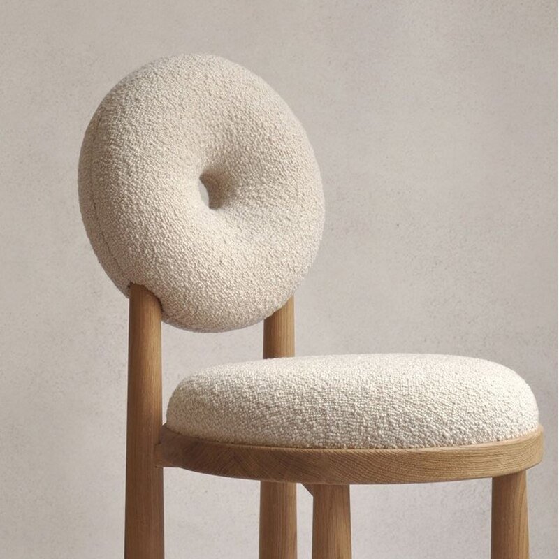 Wuli Nordic Designer Chair Backrest Chair Desk Chair Dressing Chair Household Lamb Velvet Chair Full Solid Wood Dining Chair 4