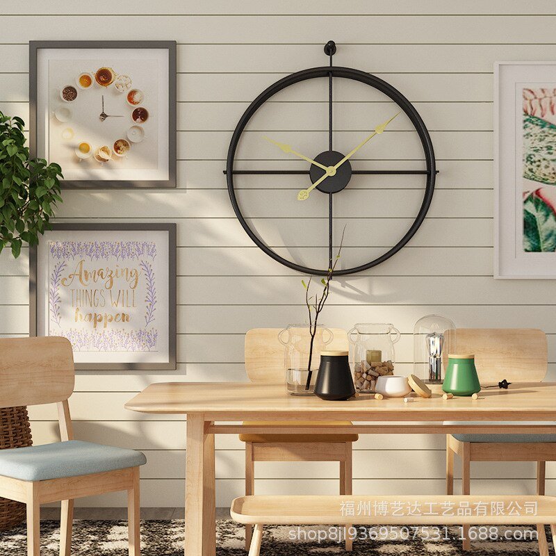 Creative Circular Wall Clock Living Room Large Metal Minimalist Wall Clock Modern Design Reloj De Pared Home Decor LL50WC 2