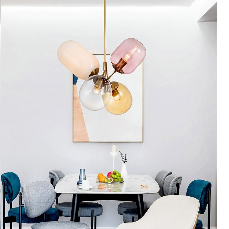 Nordic pendant Lights Postmodern Colorful Glass Hanging Lamps For Living Room Bedroom Dining Room Home Decor E27 Led Hanglamp 2