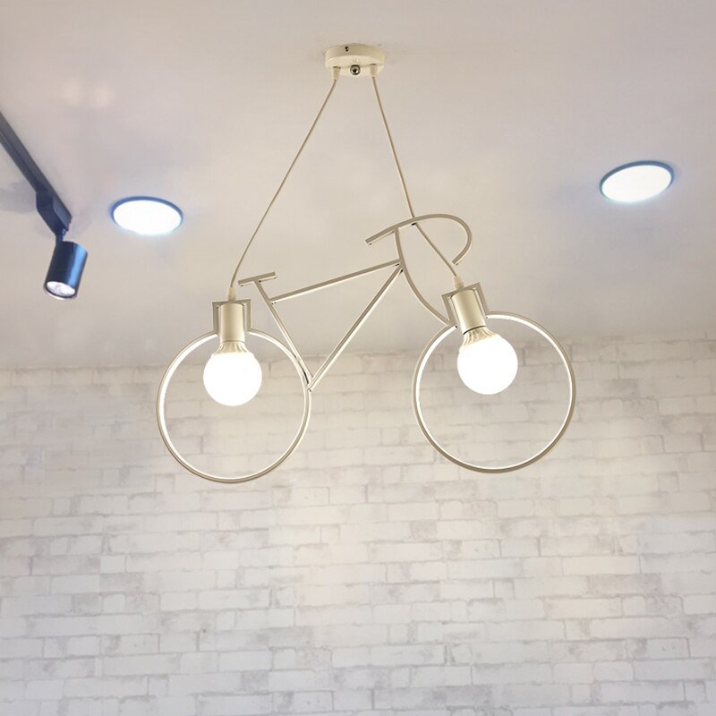 Industrial Pendant Lights Vintage Iron Bicycle Hanglamp For Bedroom Dining Room Bar Decor E27 Luminaire Suspension Loft Fixtures 6