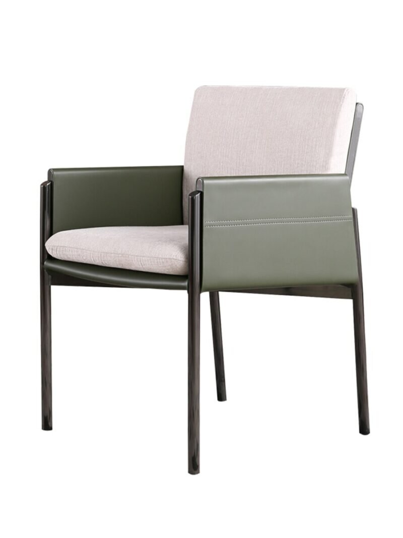 Wuli Italian Minimalist Designer Saddle Leather Dining Chair Light Luxury Modern Restaurant Tea Table Stainless Steel Chair 5