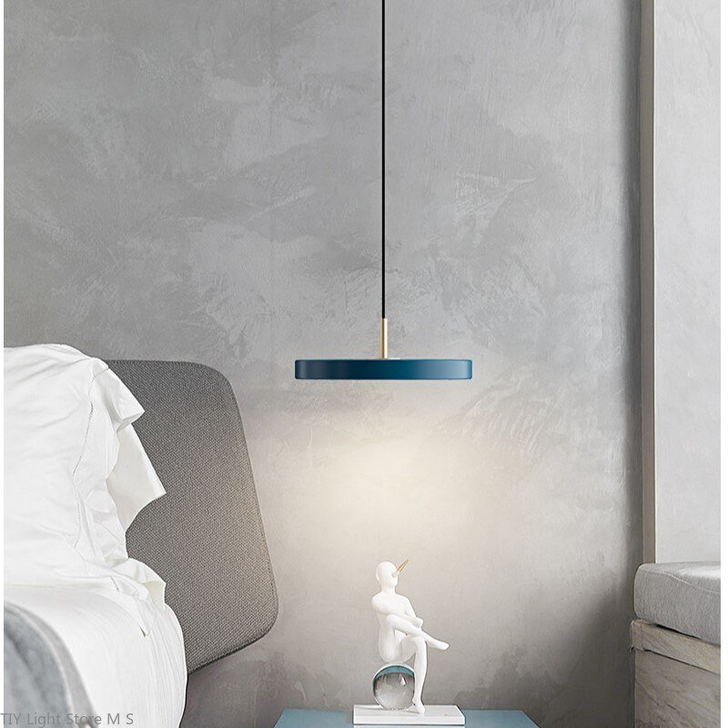 Modern Minimalist Led Pendant Lights Nordic  Black White Blue for Bar High Ceiling Kitchen Luxury Single Head Round Haging Lamps 5