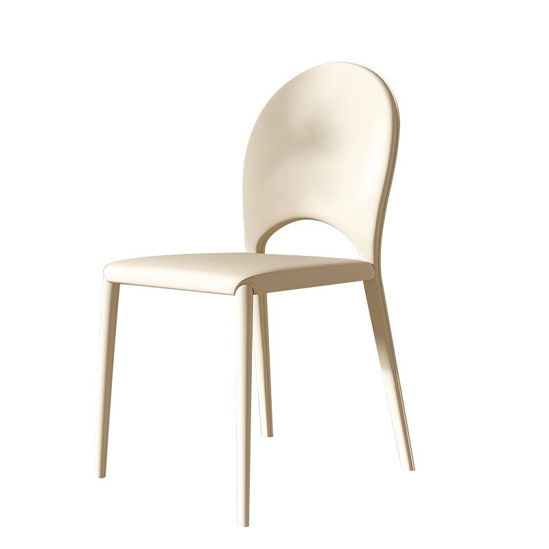 Wuli French Style Saddle Leather Dining Chair Restaurant Hotel Chair Home White Dressing Chair Modern Minimalist Back Chair 5