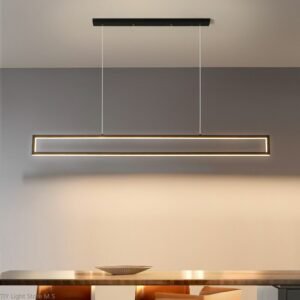 Modern Pendant Lights LED Long Strip Rectangle Black Hanging Lamp For Indoor Dining Living Room Kitchen Office Shop Bar Cafe 1