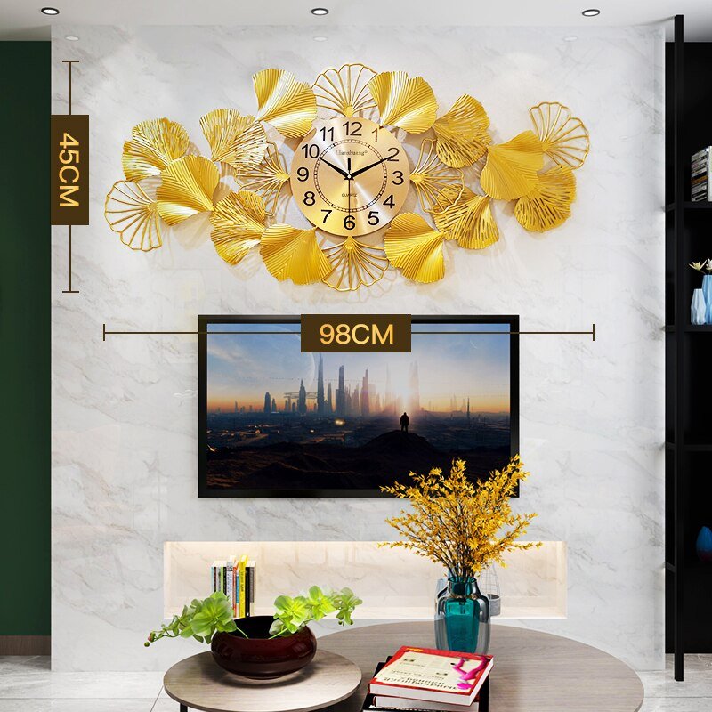 Large Creative Wall Clock Silent Luxury Golden Color Chinese Style Wall Clock Modern Design Reloj Pared Home Decoration ZP50WC 5