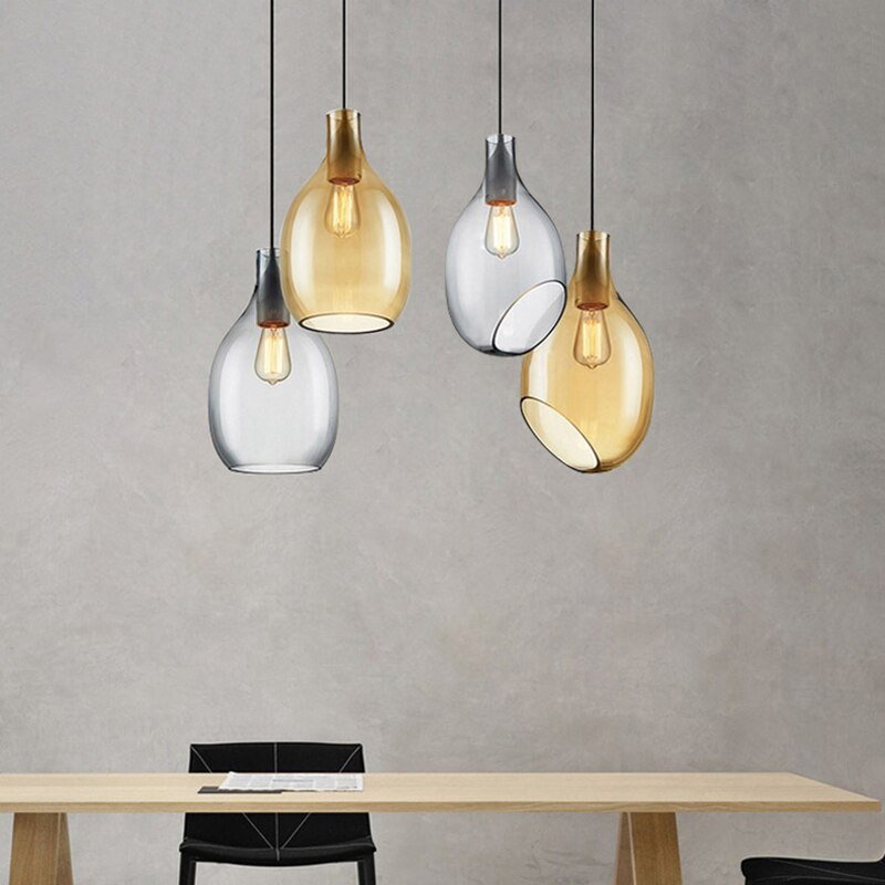 Nordic Designer Pendant Lights Water Drop Glass Hanglamp For Dining Room Bedroom Loft Luminaire Suspension E27 Kitchen Fixtures 4