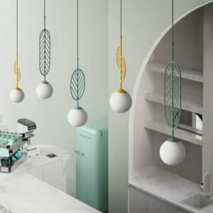 Nordic Modern Pendant Lights Colorful Macaron Iron Hanging Lamp For Bedroom Dining Room Kitchen Fixtures Led Glass Ball Hanglamp 1