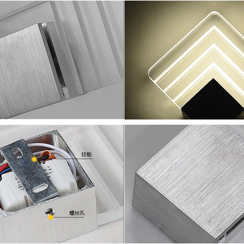 Modern Led Wall Lamp Aluminum Acrylic Wall Lamps For Living Room Bedroom Nordic Home Decor Bedside Wall Light Bathroom Fixtures 6