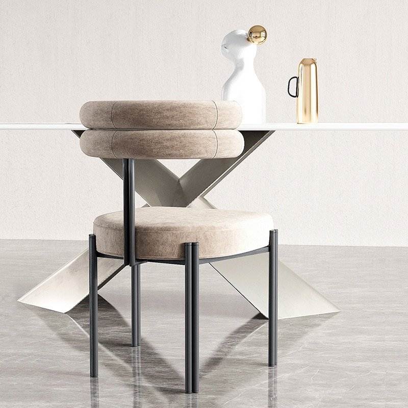 Wuli Designer Dining Chair Italian Minimalist Creative Half Arc Back Chair Home Dressing Chair Cafe Leisure Negotiation Chair 4