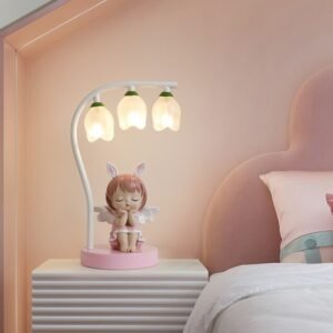 Children's room table lamp bedroom bedside lamp girl cute creative gift cartoon rabbit princess warm eye protection desk lamp 1