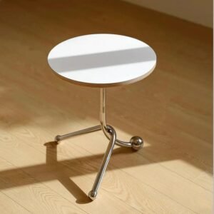 Wuli Nordic Minimalist Stainless Steel Side Table Tea Coffee Table Ins Mini Coffee Table Bedroom Balcony J-shaped Corner Table 1