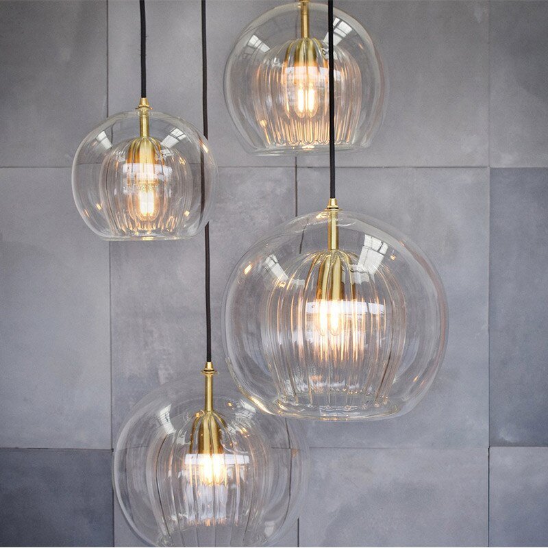 Nordic restaurant  pendant lights Kitchen bar office coffee shop creative LED glass hanging lamp bedroom bedside staircase light 1