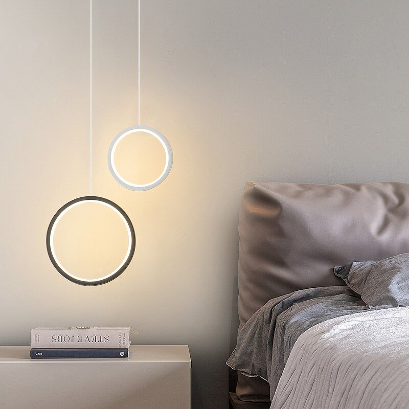 Modern Led Pendant Lights Minimalist Iron Ring Hanglamp For Dining Room Bedroom Loft Decor Nordic Bedside Luminaire Suspension 2
