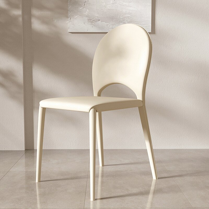 Wuli French Style Saddle Leather Dining Chair Restaurant Hotel Chair Home White Dressing Chair Modern Minimalist Back Chair 1