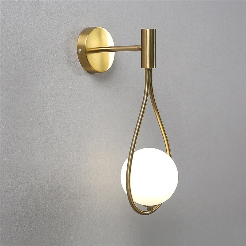 Modern Glass Ball Wall Light Luxury Gold Sconce Living Room Bedroom Bedside Aisle Staircase Nordic Wall Mount Indoor Decor Lamp 1