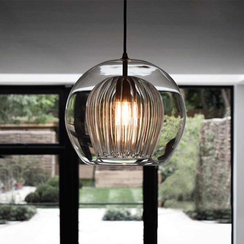 Nordic restaurant  pendant lights Kitchen bar office coffee shop creative LED glass hanging lamp bedroom bedside staircase light 2