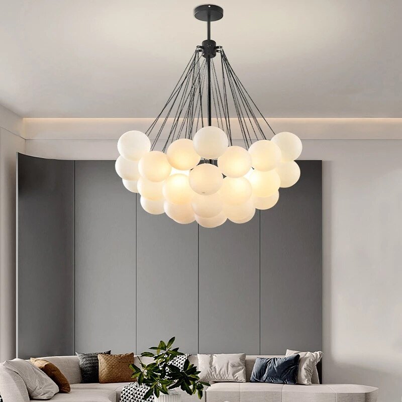 Nordic Frosted Glass Ball Pendant Lights Children's Room Modern Hanging Lamps Dining Living Room Gold Black Lighting Fixtures 5