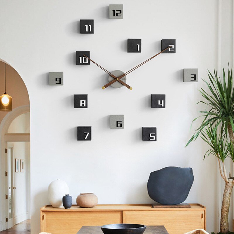 Nordic Creative Wall Clock Wood Living Room Silent Aesthetic Sticker Wall Modern Cute Background Self Adhesive Home Decore XFYH 6