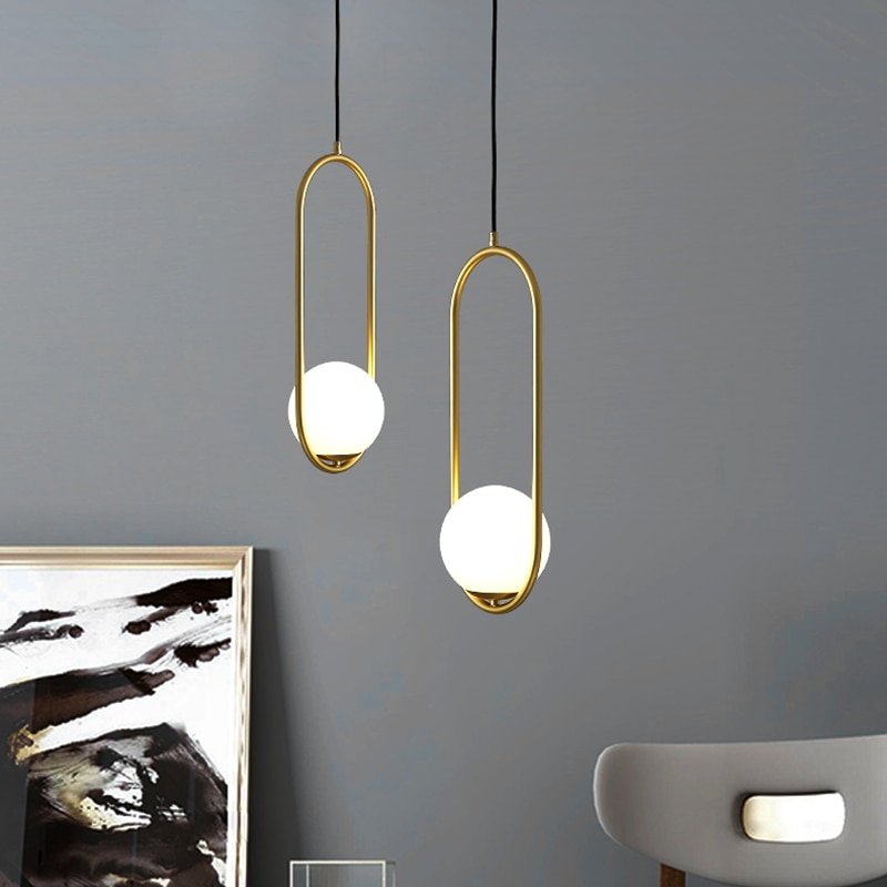 Nordic Modern Pendant Lights Ring Glass Ball Hanglamp For Dining Room Bedroom Loft Decor Luminaire Suspension Kitchen Fixtures 4