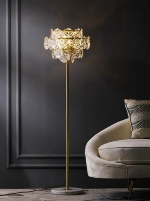 Nordic All Copper Floor Lamp Luxury Crystal Floor Lamps For Living Room Bedroom Modern Home Decor Light Marble Standing Lamp 1