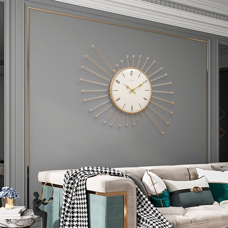 Gold Minimalist Wall Clock Living Room Large Silent Metal Wall Clock Modern Design Reloj Pared Grande Home Decor LL50WC 4
