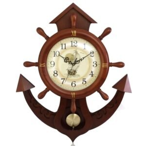 Luxury Nordic Boat Shape Wall Clock Living Room Large Silent Wooden Wall Clock Modern Design Reloj Pared Home Decor LL50WC 1
