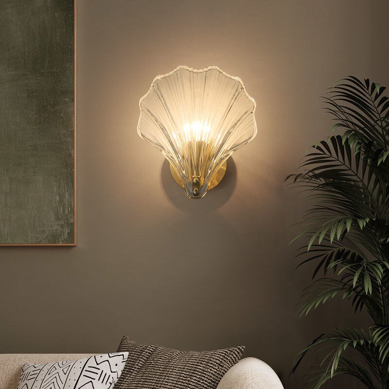 Modern LED Wall Lamps For Bedroom Living Room Bedside Bathroom  wall light Decor Sconce Shell Glass Lampshade Lighting Fixtures 4